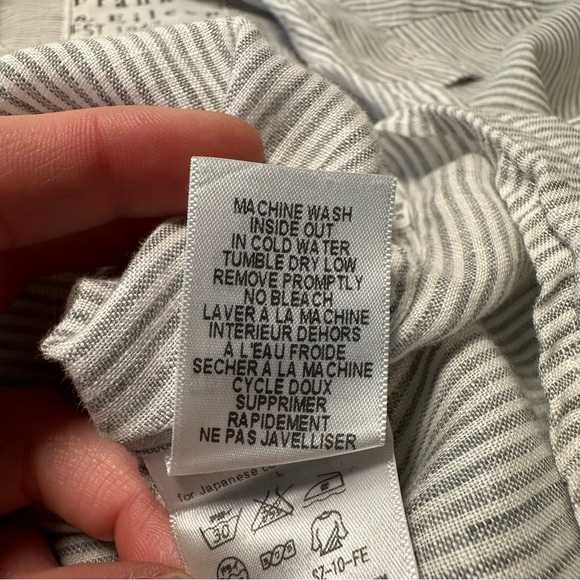 Frank & Eileen Barry Striped Button Down Shirt 100% Linen Classic Medium - Picture 7 of 8